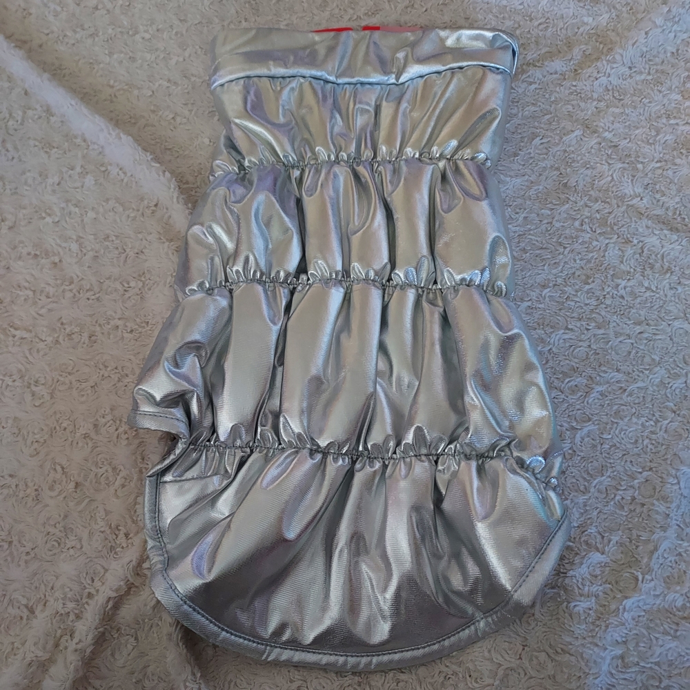Boots & Barkley Large Fleece Lined Metallic Silver Dog Vest Cover Winter Coat